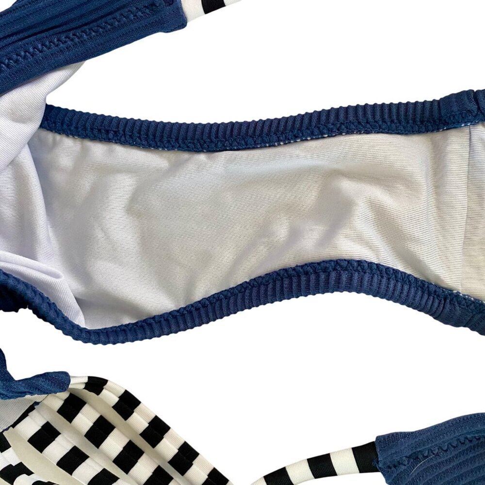 Cupshe Two Piece Blue Ribbed Strappy Low Waist Bikini Swim Suit Medium NEW NWT - Picture 7 of 12